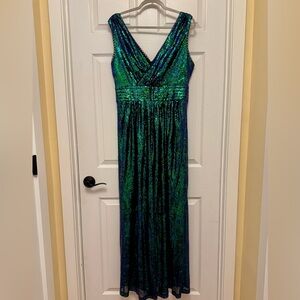 Stunning Sequin Maxi Dress - Green and Blue